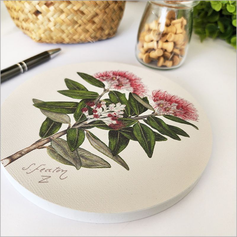 Canvas wall art featuring a vibrant 15cm Pohutukawa tree design, ideal for enhancing small spaces with natural beauty.