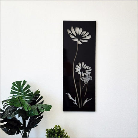 Large wall art featuring a Mt Daisy and butterfly design, made from durable and lightweight ACM, perfect for any space.