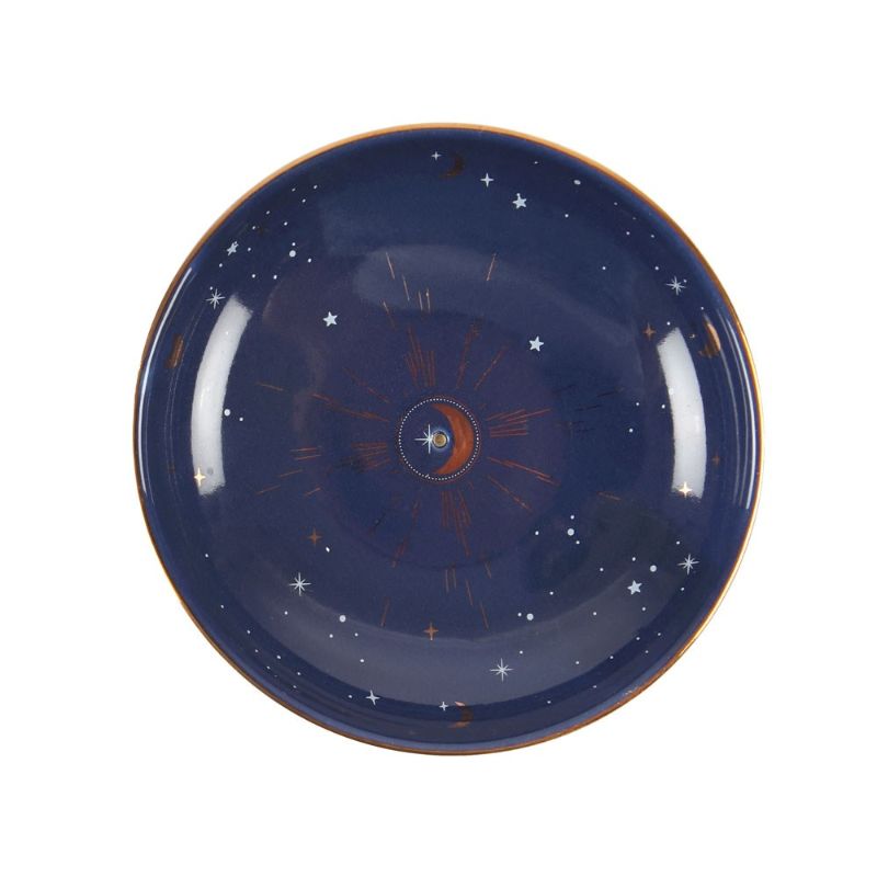 Starry Sky Incense Holder in New Bone China with gold foil, featuring a celestial design to elegantly hold incense or trinkets.