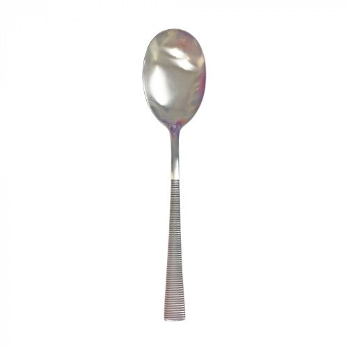 Elegant 240mm serving spoon crafted from polished 18/10 stainless steel, perfect for stylish dining and easy serving.