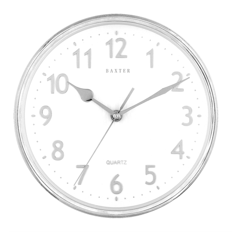 Stylish 25cm silver clock with 3D foil design, perfect for modern decor in any room.