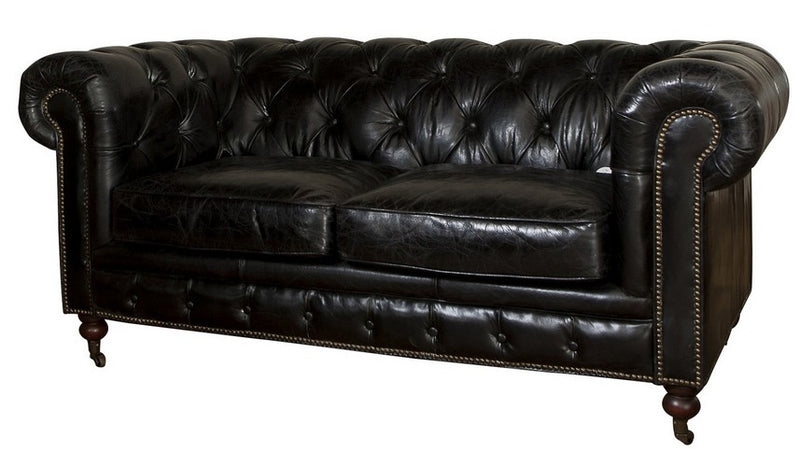 Sofa - Hampton Court 2 Seater Belon Black - Leather