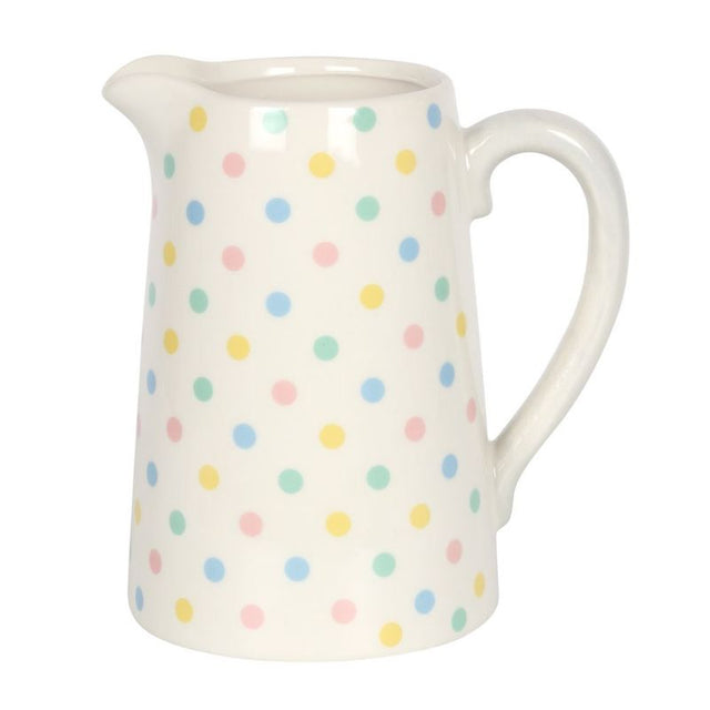 Spotted Ceramic Flower Jug with pastel dot pattern, ideal for flowers or gifting, enhancing home decor with charm.