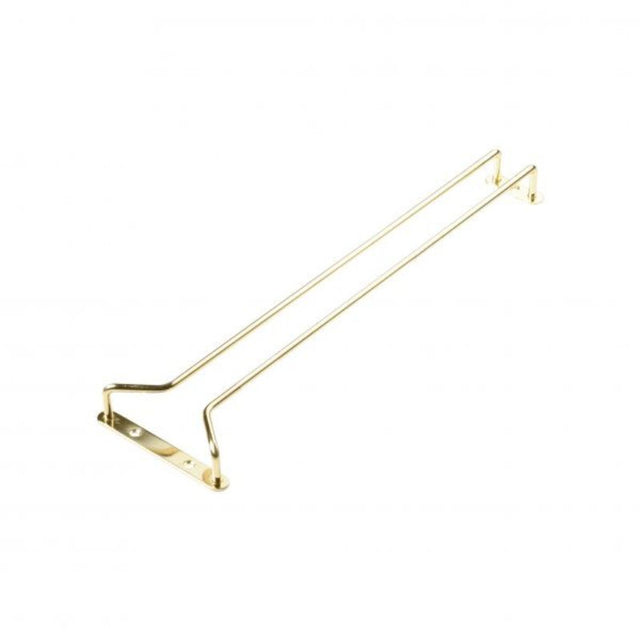 Stylish 610mm brass and stainless steel plate hanger for organized kitchen storage and easy access to cookware.