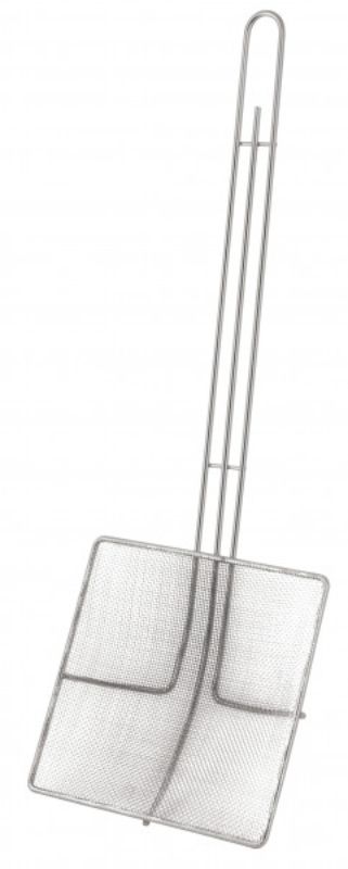 Stainless steel Chef Inox square skimmer, 160mm, for efficient draining, serving, and straining in any kitchen.