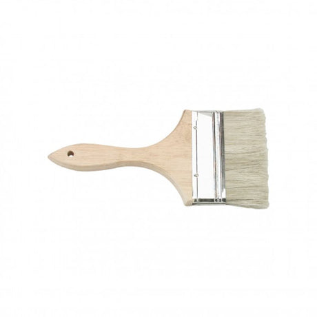 Natural bristle pastry brush with a wooden handle for glazing, basting, and applying egg washes in baking.