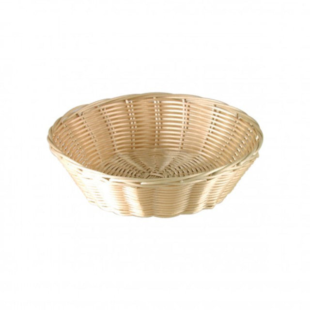 Elegant stainless steel oval bread basket (230mm) for serving bread and pastries, perfect for enhancing dining presentations.