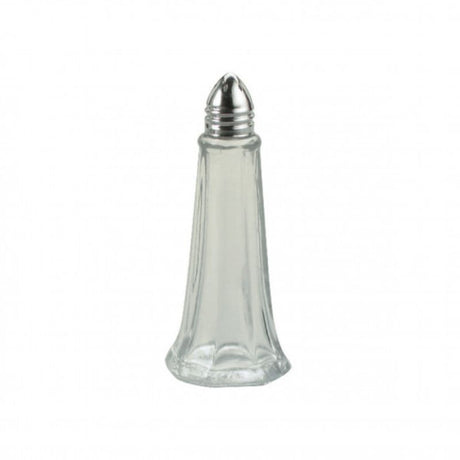 Chef Inox Pk12 salt and pepper shakers in stainless steel and glass, compact 115mm design for stylish seasoning.