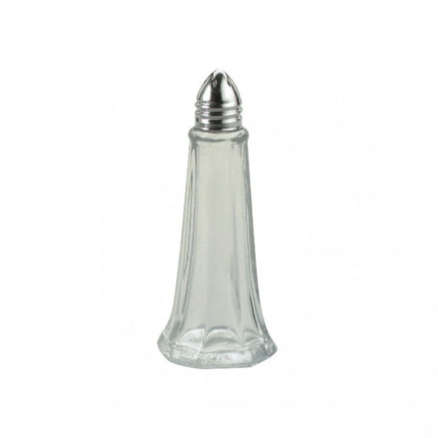 Chef Inox Pk12 salt and pepper shakers in stainless steel and glass, compact 115mm design for stylish seasoning.