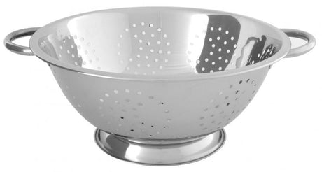 Stainless steel Chef Inox 5.0L colander with 4mm sturdy construction, perfect for draining pasta and rinsing vegetables.