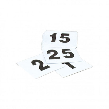 Chef Inox Black and White Table Number Set: Sleek, durable markers for organized dining, ideal for restaurants and events.