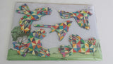 Geometric wall art featuring a flock of fantails, capturing New Zealand's beauty in a modern and vibrant design.
