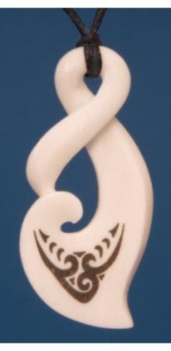 Stylized bone pendant featuring a single twist design, symbolizing life's journey and bonds, on an adjustable black cord.