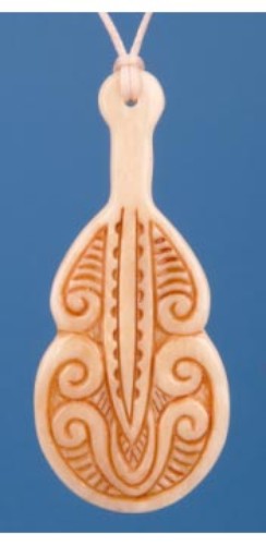 Unique hand-carved Bone Stained Mere Pendant on cream adjustable cord, showcasing elegant craftsmanship and color variations.