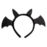 Black Sparkle Bat Headband featuring shimmering glitter wings, perfect for Halloween costumes and imaginative play.