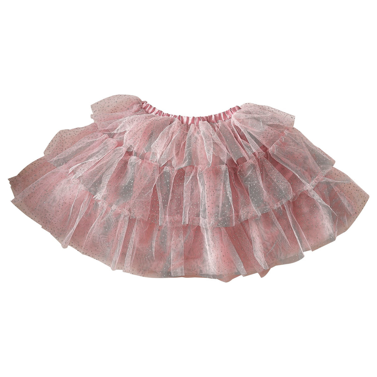 A pink and silver sparkle fairy princess tutu for girls aged 5-7, featuring a satin waistband and breathable tulle.