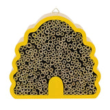 Beehive-shaped bee house for solitary bees, promoting biodiversity and garden beauty, crafted from sustainable materials.