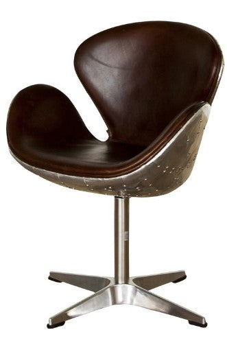 Chair Leather -Boston Swivel Chair Vintage Cigar/Aluminium