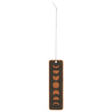 Stylish moon phase air freshener with juicy peach scent, perfect for cars or rooms, featuring a chic faux wood design.