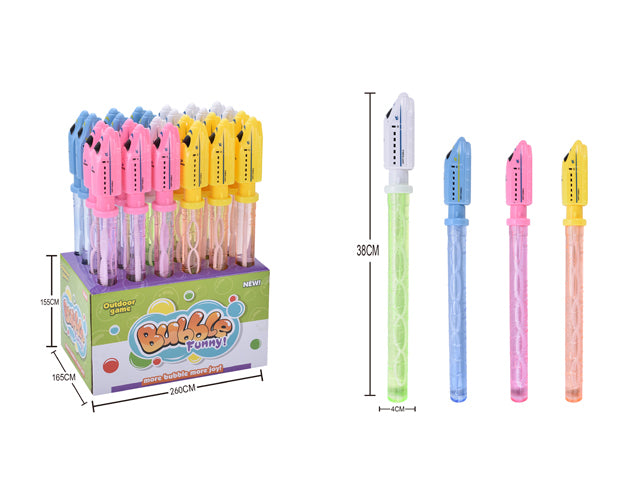 Colorful 37cm bubble wands for kids, perfect for outdoor play, parties, and imaginative fun. 24 assorted units available.