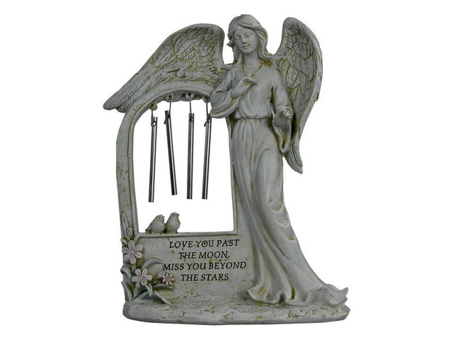 Set of 2 Memorial Angel Windchimes, 22cm, elegant design, melodious tones for honoring loved ones outdoors.