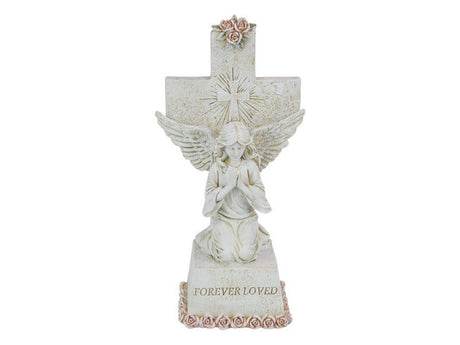 Kneeling Prayer Angel ornaments, 26cm tall, crafted with intricate details, symbolizing peace and devotion in a set of 2.