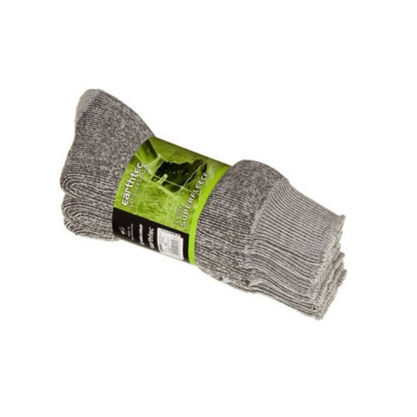 Navy Earthtec Superfleece socks in 3-pack, featuring Merino wool cushioning, durable nylon, and reinforced heel and toe for comfort.