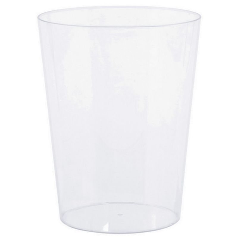 Clear medium plastic cylinder container, 23cm high and 19cm wide, perfect for organizing craft supplies or food items.