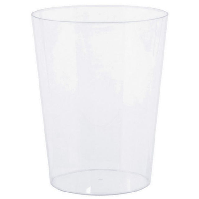 Clear medium plastic cylinder container, 23cm high and 19cm wide, perfect for organizing craft supplies or food items.