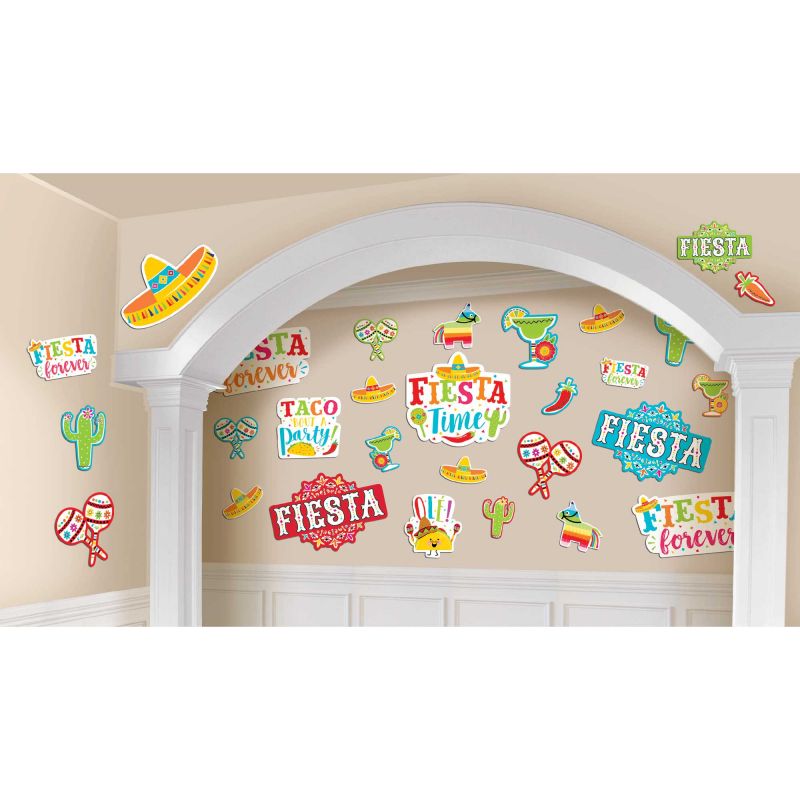 Vibrant Fiesta Cutouts Mega Value Pack with 30 colorful decorations for lively celebrations and events.