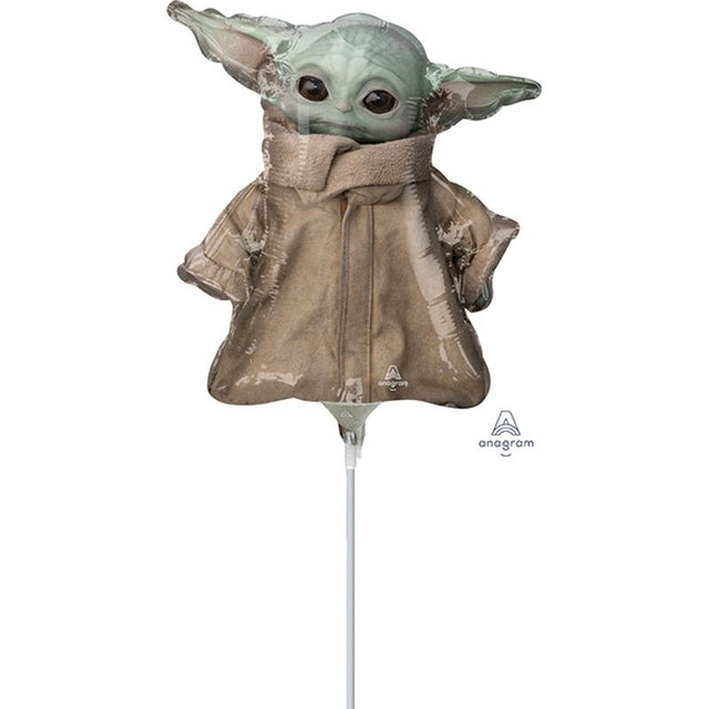 Mini star-shaped foil balloon featuring Grogu, The Child, from Star Wars, perfect for themed parties and celebrations.