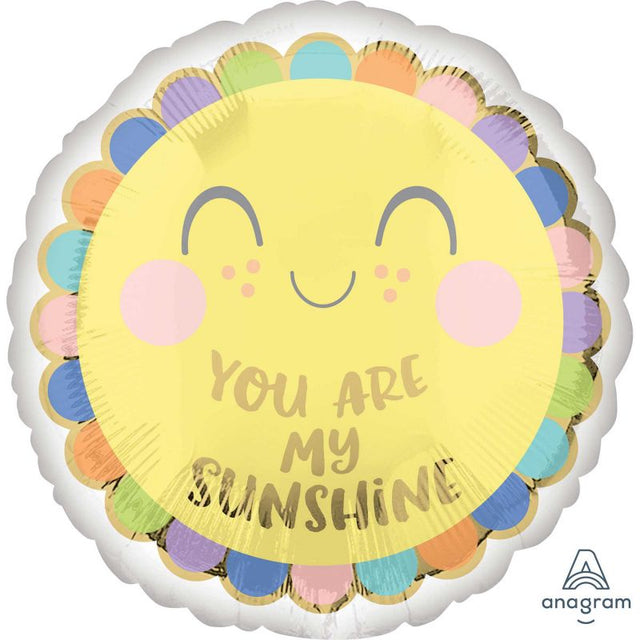 Vibrant 45cm foil balloon with "You Are My Sunshine" design, perfect for baby showers and celebrations.