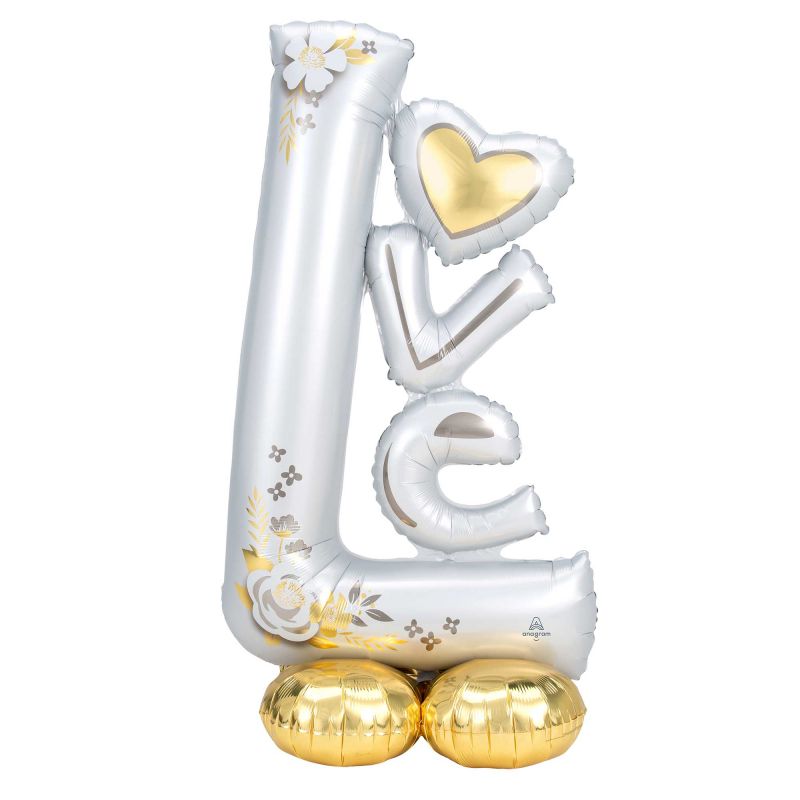 Foil balloon shaped as L-O-V-E for weddings, measuring 147cm, ideal for decoration and photo opportunities.