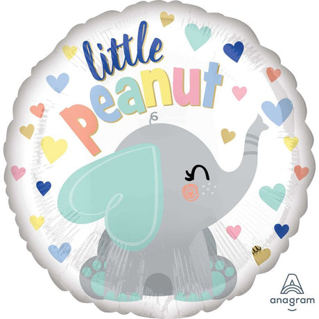 Cute 45cm foil balloon featuring a whimsical peanut design, perfect for baby showers and first birthdays.