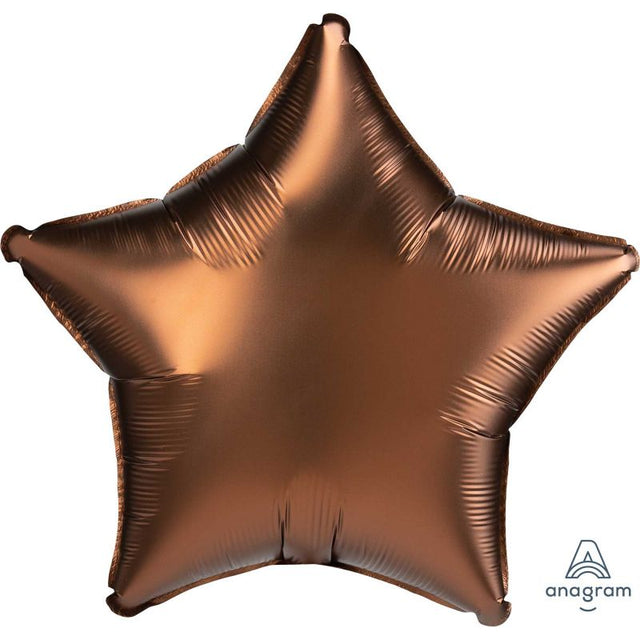 Cocoa-colored 45cm satin luxe star foil balloon, perfect for elegant celebrations and versatile decor.