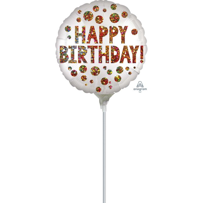 Satin-infused foil balloon with sequins, 22cm, perfect for adding sparkle to birthday celebrations and decorations.