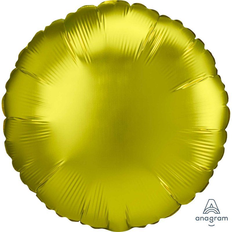 Vibrant 45cm lemon circle foil balloon with satin luxe finish, perfect for celebrations and party decor.