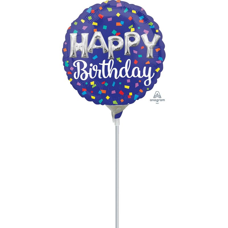 Foil balloon letters spelling 'HAPPY BIRTHDAY', vibrant 22cm balloons for festive birthday celebrations.