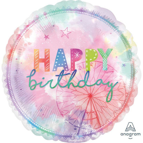 Vibrant 71cm Jumbo HX Girl-chella Happy Birthday foil balloon, perfect for adding fun to any birthday celebration.