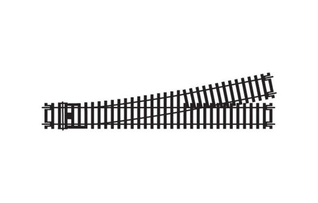 Left-Hand Express Point by Hornby, 245mm long, ideal for smooth model train track transitions and customizable for electric operation.