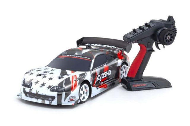 Kyosho EP RS FzrMk2 DriftSupra 1/10 scale RC car with Toyota Supra design, 4WD, and advanced FAZER Mk2 chassis for drifting.