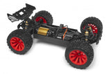 Maverick 1/10 QUANTUM+ FLUX 3S (RED) RC truck with aggressive body, oversized wheels, and FLUX 3S power for off-road racing.