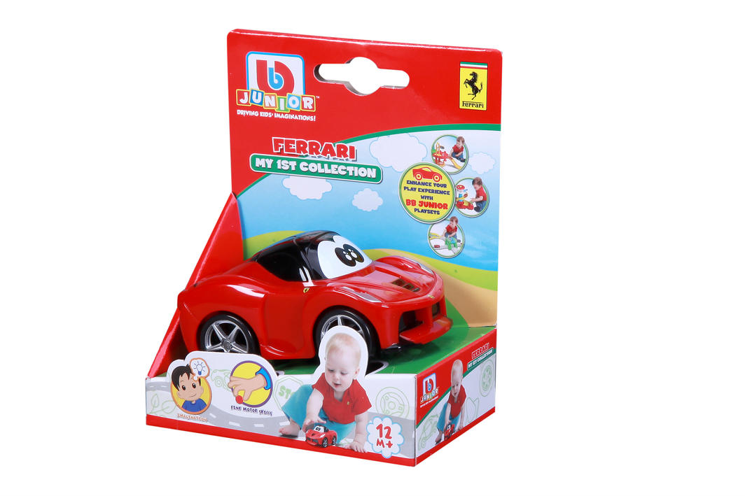 Colorful free-wheel Ferrari cars designed for toddlers, promoting fine motor skills and imaginative play.