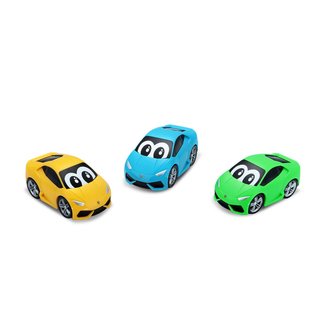 Cute free-wheel Lamborghini Huracan toy for toddlers, designed for imaginative play and fine motor skill development.