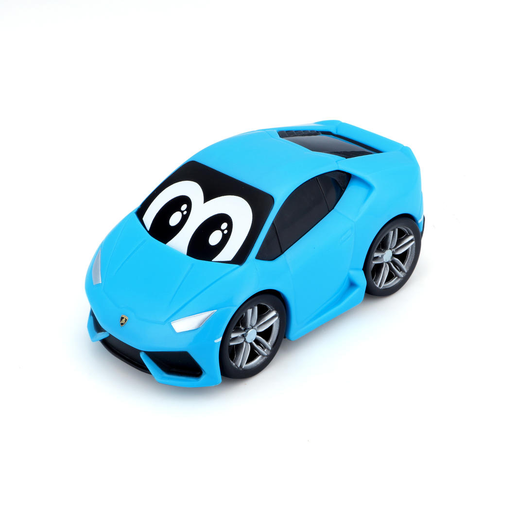 Colorful BB Junior Lamborghini Huracan toy car for toddlers, promoting imaginative play and fine motor skill development.