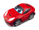 Colorful BB Junior Ferrari Test Track with F12 Berlinetta, featuring lights, sounds, and a mechanical lift for imaginative play.