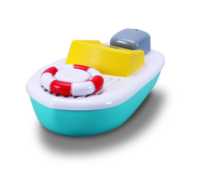 Colorful BB Junior Twist & Sail bath toy for toddlers, featuring a twisting life preserver and sailboat for splashy fun.