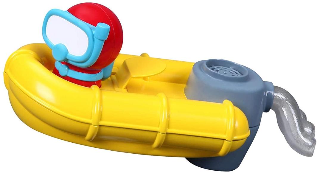 Colorful BB Junior Splash 'N Play Rescue Raft with diver figure, creating bubbles, perfect for imaginative water adventures.