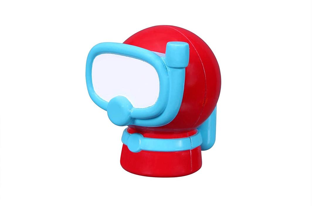 Colorful BB Junior Splash 'N Play Rescue Raft toy with diver figure, creating bubbles for imaginative water adventures.