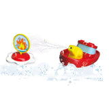 A colorful fire boat toy sprays water and engages kids in imaginative play while learning cause and effect.